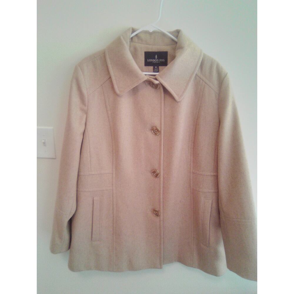 Vintage London Fog Camel Tan Wool Walking Coat Jacket Mid-Length Women's XL